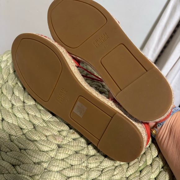 Eileen Fisher Lee Tangelo Orange Tumbled Nubuck D’Orsay Espadrille Flats NWOB - Picture 11 of 13